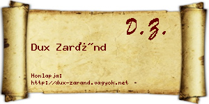 Dux Zaránd névjegykártya